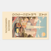 Custom Name Retro San Francisco Rechteckiger Aufkleber (Vorderseite)