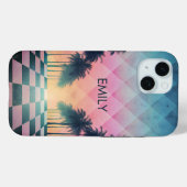 Custom Name Retro Synthwave Sunset Palm Trees Case-Mate iPhone Hülle (Rückseite (Horizontal))