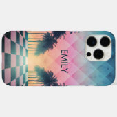 Custom Name Retro Synthwave Sunset Palm Trees Case-Mate iPhone Hülle (Rückseite (Horizontal))