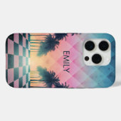 Custom Name Retro Synthwave Sunset Palm Trees Case-Mate iPhone Hülle (Rückseite (Horizontal))