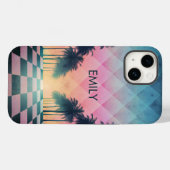 Custom Name Retro Synthwave Sunset Palm Trees Case-Mate iPhone Hülle (Rückseite (Horizontal))