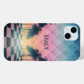 Custom Name Retro Synthwave Sunset Palm Trees Case-Mate iPhone Hülle (Rückseite (Horizontal))