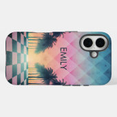 Custom Name Retro Synthwave Sunset Palm Trees Case-Mate iPhone Hülle (Rückseite (Horizontal))