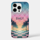 Custom Name Retro Synthwave Sunset Palm Trees Case-Mate iPhone Hülle (Rückseite)
