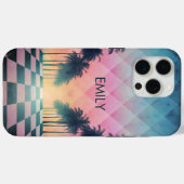 Custom Name Retro Synthwave Sunset Palm Trees Case-Mate iPhone Hülle (Rückseite (Horizontal))