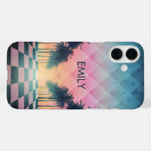 Custom Name Retro Synthwave Sunset Palm Trees Case-Mate iPhone Hülle (Rückseite (Horizontal))