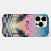 Custom Name Retro Synthwave Sunset Palm Trees Case-Mate iPhone Hülle (Rückseite (Horizontal))