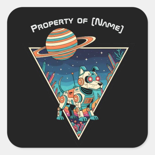 Custom Name Robot Dog - Space Cadet Sticker (Vorderseite)