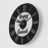 “Custom Name Roman Numeral – Modern Black Große Wanduhr (Winkel)