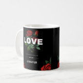 Custom Name Romantic Floral Gift for Valentine Kaffeetasse (Vorderseite Links)