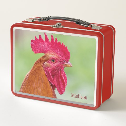 Custom Name Rooster Metall Brotdose (Vorderseite)