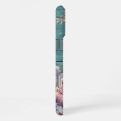 Custom Name Rustic Teal Wood Floral Personalized iPhone Hülle (Rechte Seite)