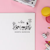 Custom Name Rustic Wildflowers Book  Gummistempel