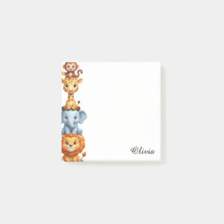 Custom Name Safari Animals Personalized Jungle Post-it Klebezettel