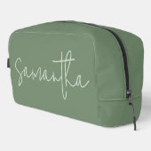 Custom Name Sage Cosmetic Bag for Bridesmaid & Her Waschbeutel (Rechte Ecke)