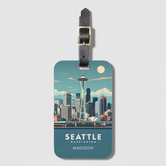 Custom Name Seattle Washington Gepäckanhänger (Vorderseite Vertikal)