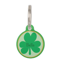 Custom Name, Shamrock Round Pet, Dog ID Tag
