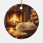 Custom Name Sleeping Cat Christmas Ornament (Vorne)
