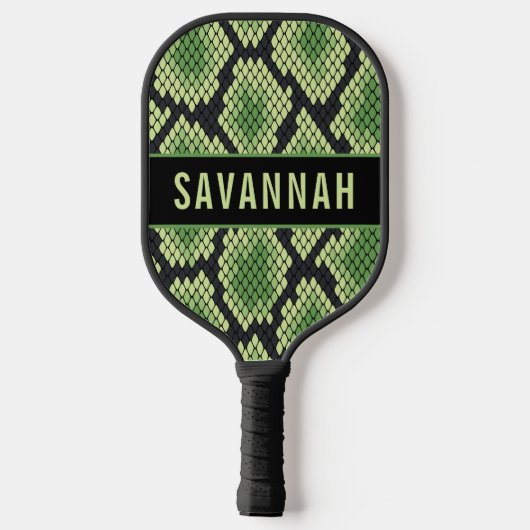 Custom Name Snake Animal Print Pattern Classic Pickleball Schläger (Rückseite)
