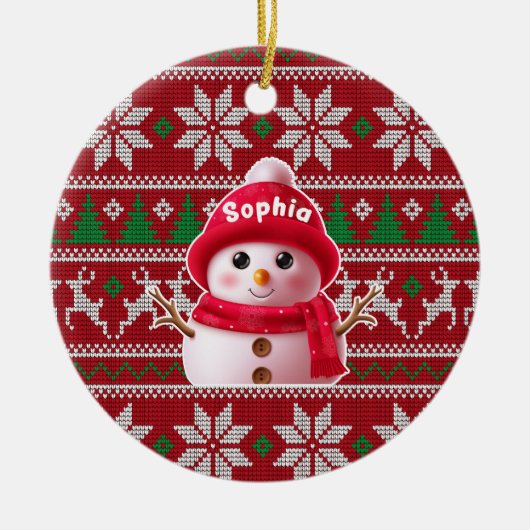 Custom Name Snowman Christmas Ornament (Vorne)
