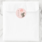 Custom Name Squirrel with Pink Balloon Runder Aufkleber (Tasche)