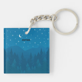 Custom Name, Stars Moon Mountain Acrylic Keychain Schlüsselanhänger
