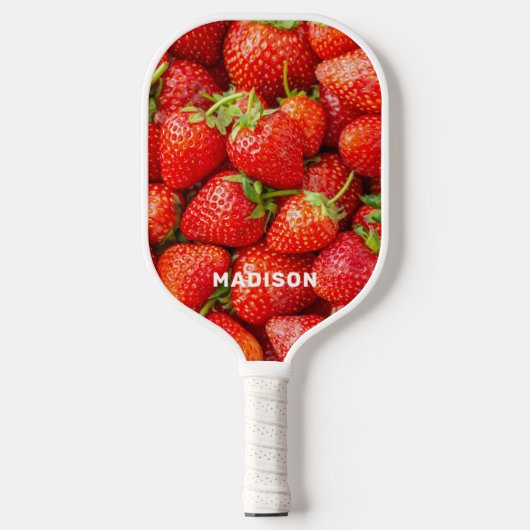 Custom Name Strawberries Pickleball Schläger (Vorderseite)