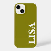 CUSTOM NAME STYLISH MODERN MINIMAL MONOGRAM OLIVE iPhone HÜLLE (Rückseite)