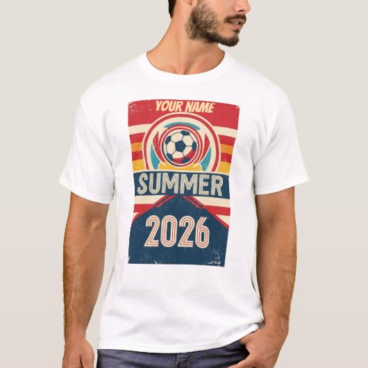 Custom Name Summer 2026 Soccer Fan Retro Tee (Vorderseite)