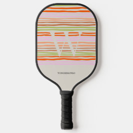 Custom Name Sunset Pastel Monogram Pickleball Schläger