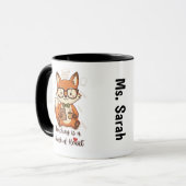 Custom Name Teacher Appreciation Mug - Cute Fox  Tasse (Vorderseite Links)