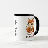 Custom Name Teacher Appreciation Mug - Cute Fox  Tasse (VorderseiteRechts)