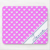 Custom Name Template Pink And White Cute Hearts Mousepad (Vorne)