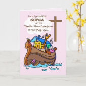 Custom Name Tenth Anniversary of Baptism Girl Ark Karte (Gelbe Blume)