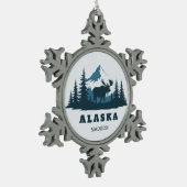 Custom Name & Text ALASKA Schneeflocken Zinn-Ornament (Links)