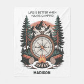 Custom Name & Text Camping Fleecedecke (Vorderseite)