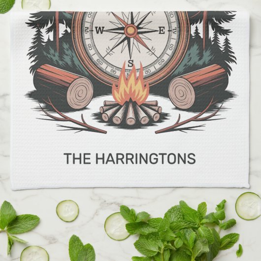 Custom Name & Text Camping Geschirrtuch (Gefaltet)