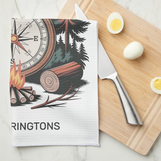 Custom Name & Text Camping Geschirrtuch (Viertel Falte)