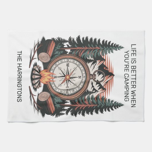 Custom Name & Text Camping Geschirrtuch (Horizontal)