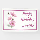 Custom Name Text Cosmos Garden Flower  Banner (Horizontal)