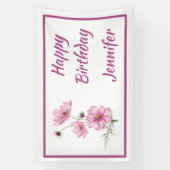 Custom Name Text Cosmos Garden Flower  Banner (Vertikal)