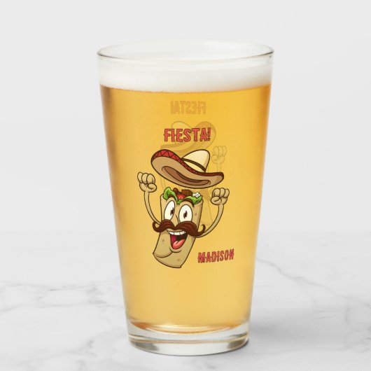 Custom Name & Text Mexican Fiesta Glas (Rückseite (gefüllt))