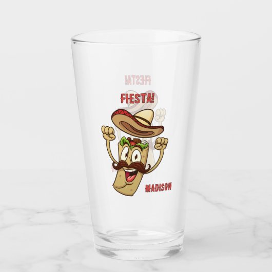 Custom Name & Text Mexican Fiesta Glas (Vorderseite)