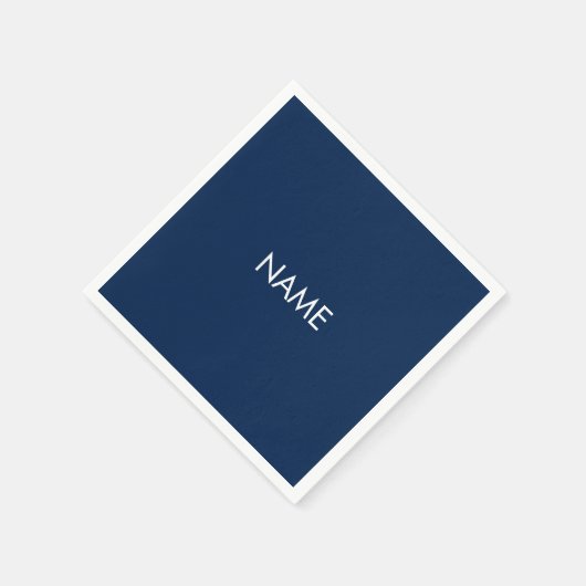 Custom name text navy blue minimalist serviette (Ecke)
