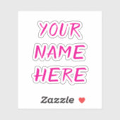 Custom Name Text Script Pink Helmet Stickers Aufkleber (Blatt)