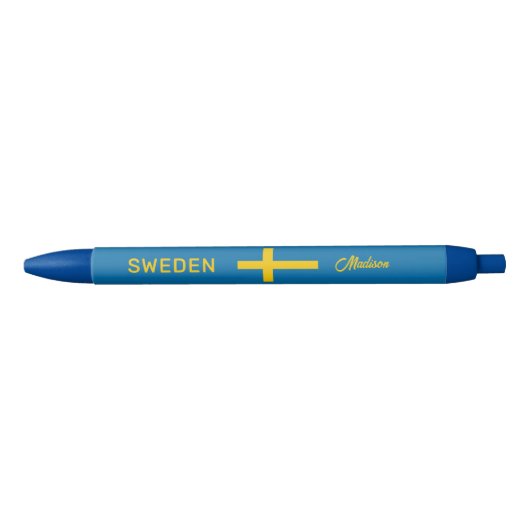 Custom Name & Text Swedish Flag Kugelschreiber (Vorderseite)