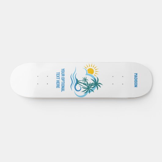 Custom Name & Text Tropical Islands Skateboard (Horizontal)