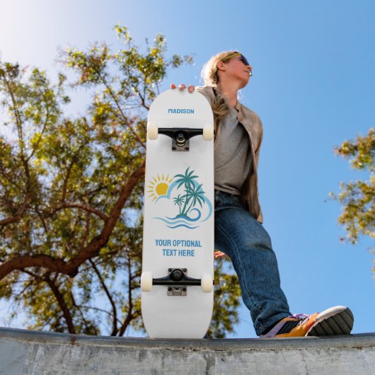 Custom Name & Text Tropical Islands Skateboard (Außenbereich 1)