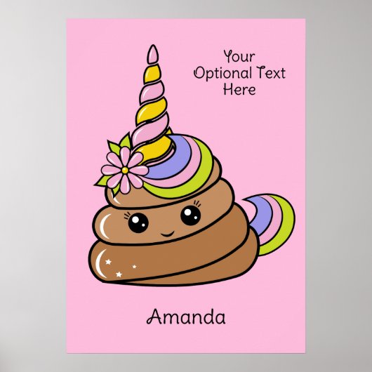 Custom Name & Text Unicorn Poop Poster (Vorne)
