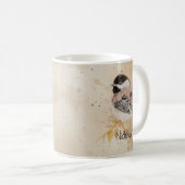 Custom Name Text Watercolor Chickadee Bird Kaffeetasse (VorderseiteRechts)